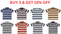 Men's Short Sleeve Polo Shirt with Stripes & Double Tipping Collar M-3XL 2409