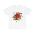 Camiseta Explosión de Rosas. Arte Pop Cómic, ¡Pow! ¡Boom! Camiseta Gráfica