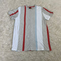 San Francisco Work Shirts T Shirt Gray Blue White Vertical Stripe Short Sleeve M