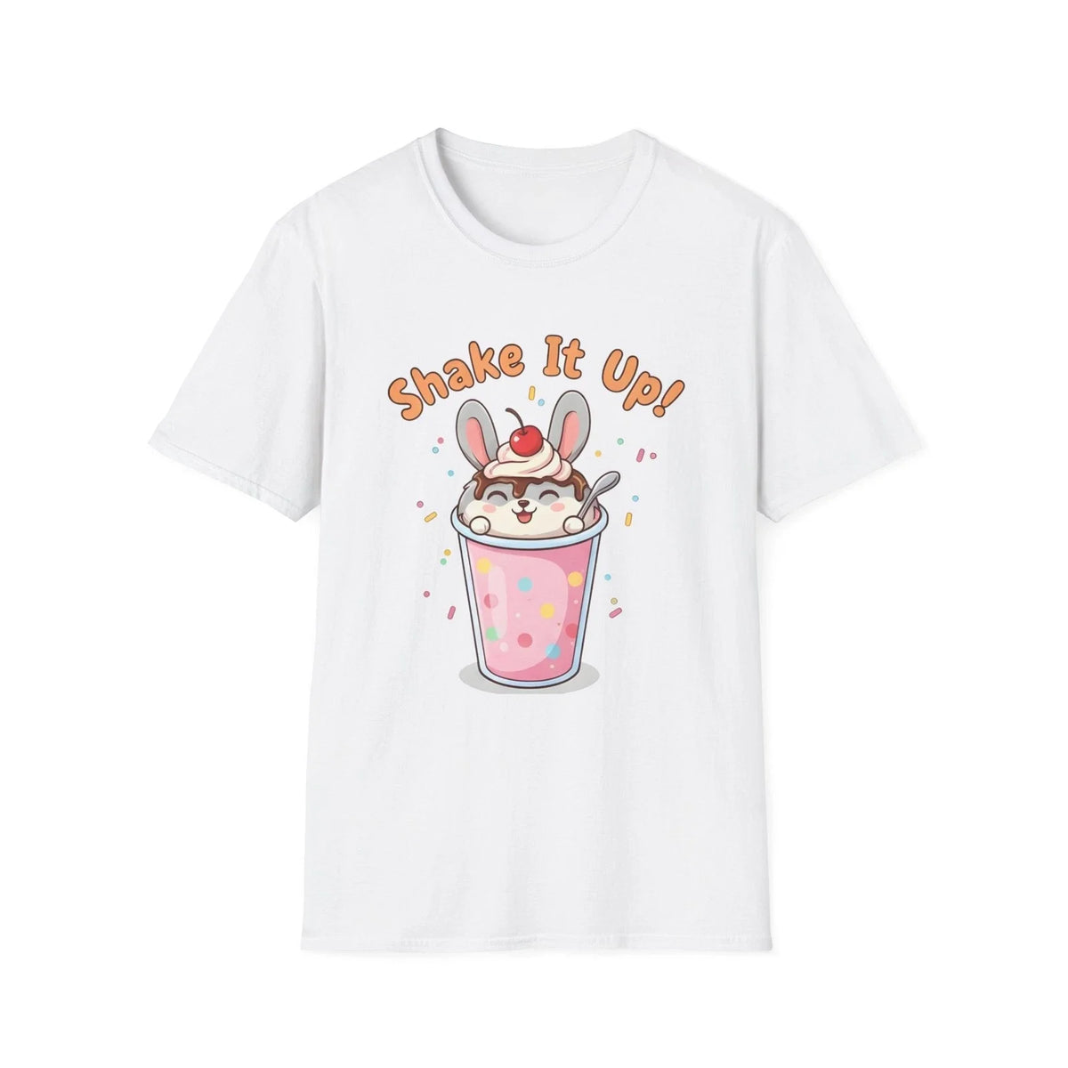 Shake It Up Bunny Milkshake T-Shirt | Cute Chaos Humor Kawaii Dessert Tee