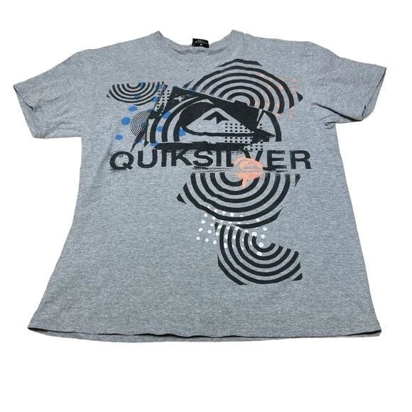 Vintage Quiksilver T-shirt Mens Large Y2K Gray Hip Hop Punk Rock Skater Indie
