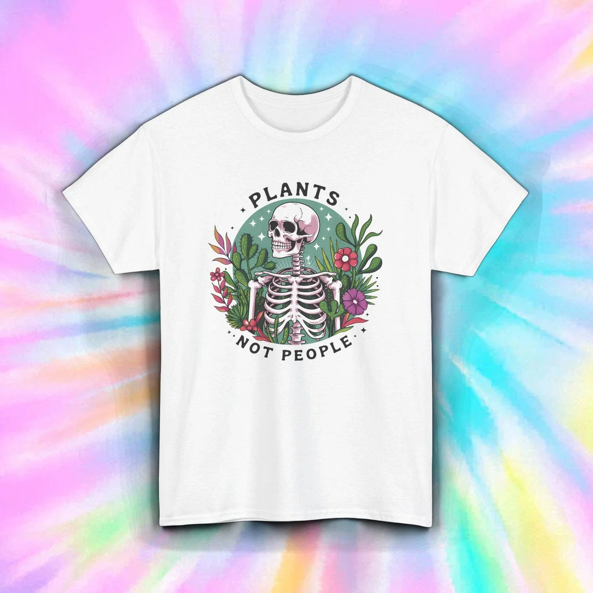 Plants Not People Shirt Skeleton Funny Nature Goth Humor Garden Tee S-5XL