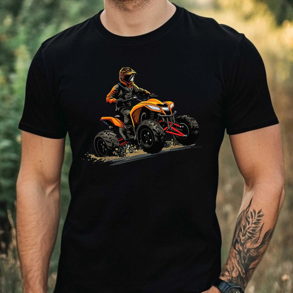 Mens Quad Driver Motif Cotton T-Shirt Size XS to 5XL