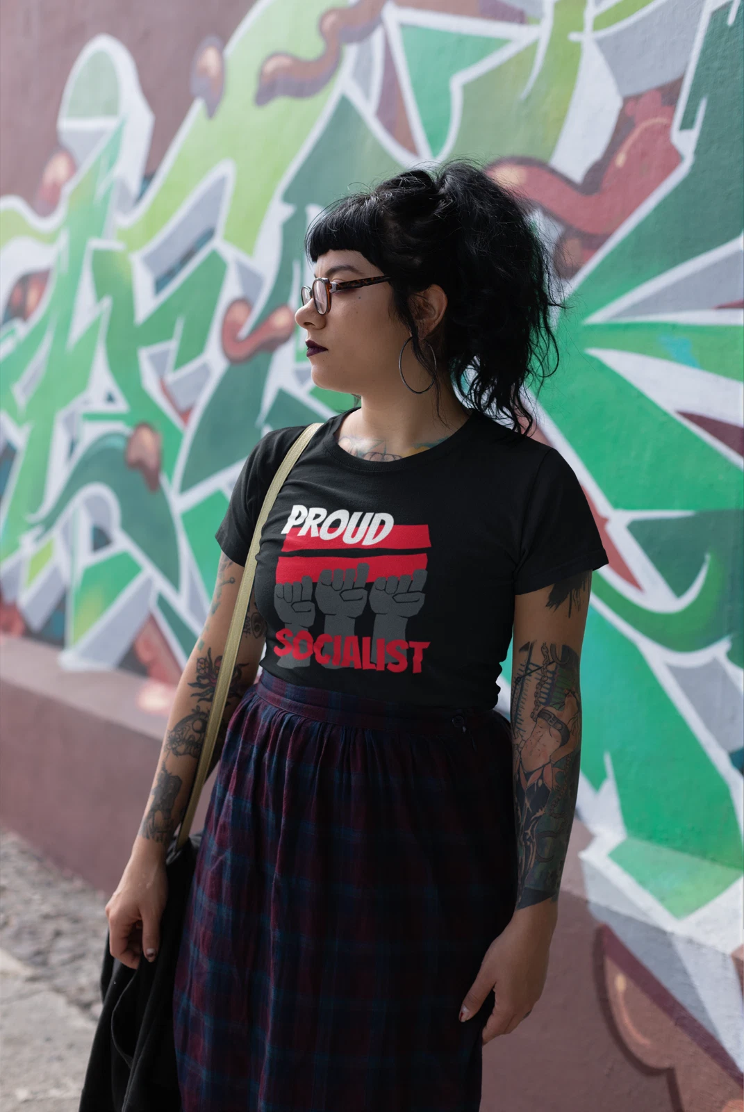 PROUD SOCIALIST RAISED FISTS Unisex Cotton Graphic T-Shirt