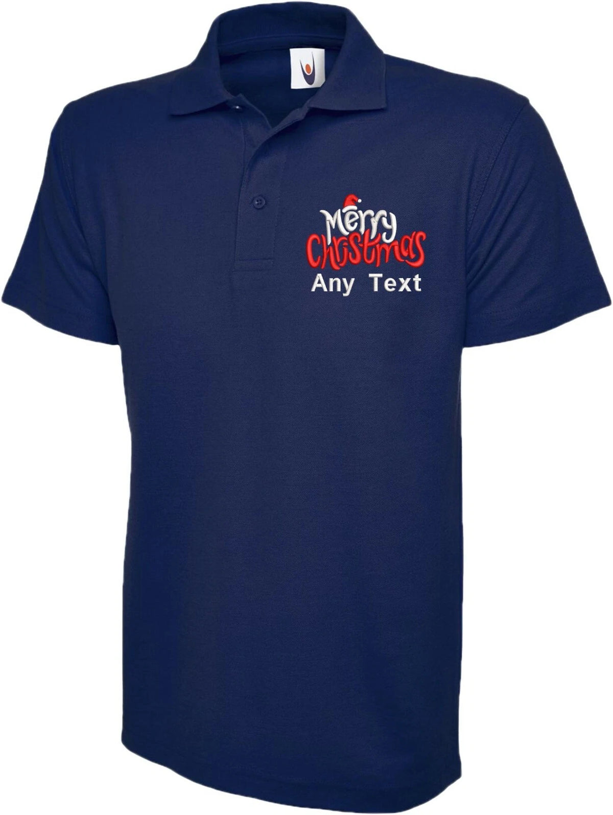 Merry Christmas Santa Hat Embroidered Polo Shirt Custom Text Christmas 2021 Polo