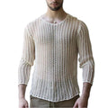 Men Hollow See Through Top Stylish Lightweight Undershirt For Casual Wear Polyes