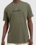 Napapijri T Shirt Mens XL S Box Logo Top KHAKI GREEN