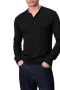 RAG & BONE Men's Long Sleeve Classic Flame Henley T-Shirt, Jet Black, Size L