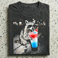 4th of July Raccoon Drinking Meme Red White Blue Popsicle Drink Print S-5XL