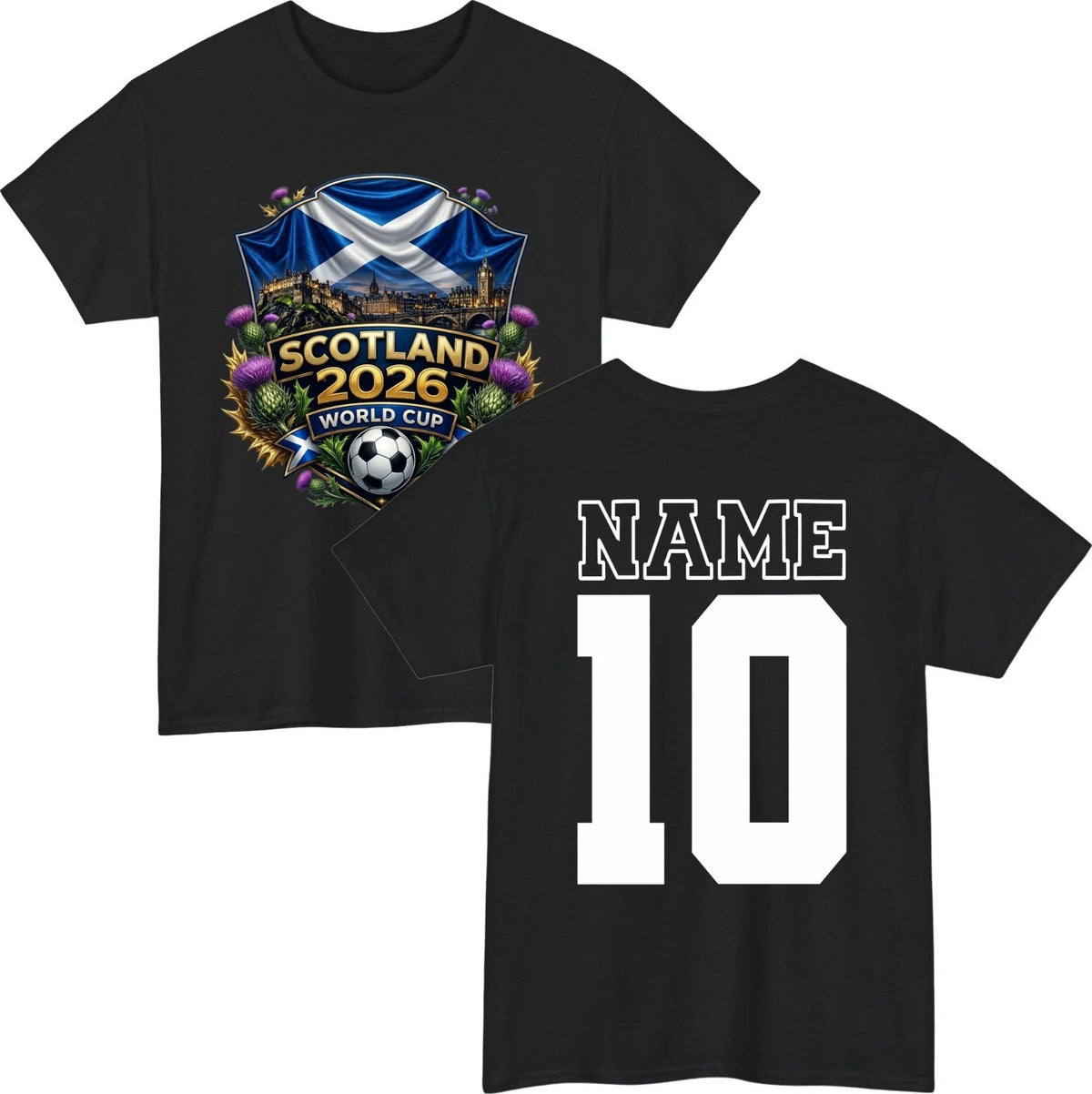 Personalised Scotland 2026 T-Shirt - Custom Name Tee - Gift For Sports Lover