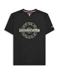 Lambretta Mens Black Paisley Target Logo Smart Classic Retro T-Shirt