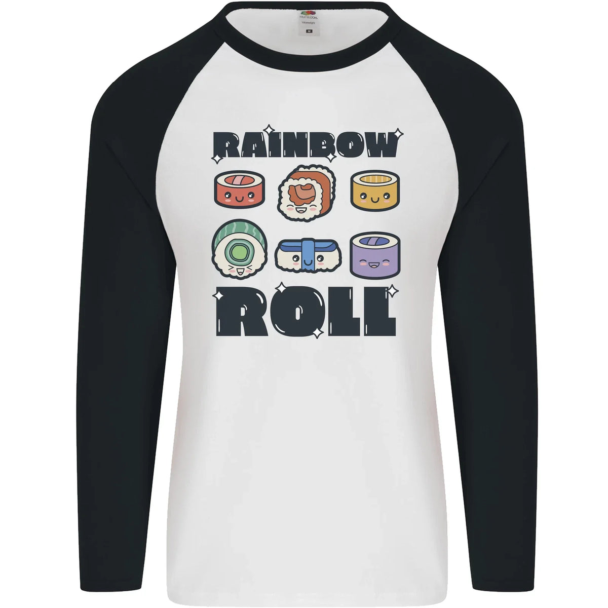 Kawaii Sushi Rainbow Roll Fish Mens L/S Baseball T-Shirt