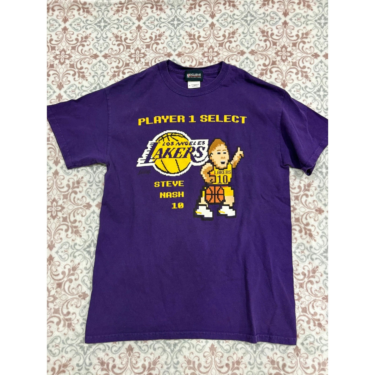 NBA Exclusive Collection Los Angeles Lakers Steve Nash 10 Pixel Art Shirt Mens M