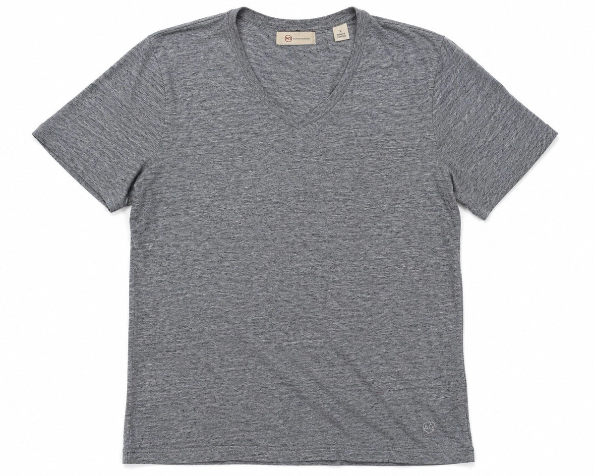AG Adriano Goldschmied Gray Slub V Neck T Shirt Mens Large Short Sleeve