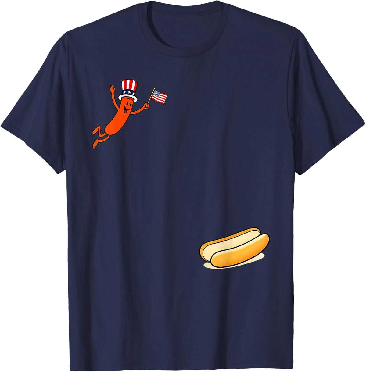 Hotdog Freedom Dive Funny Uncle Sam Hot Dog Jumping Into Bun Unisex T-Shirt