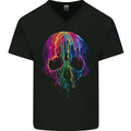 Melting Skull Biker Motorcycle Gothic Mens V-Neck Cotton T-Shirt
