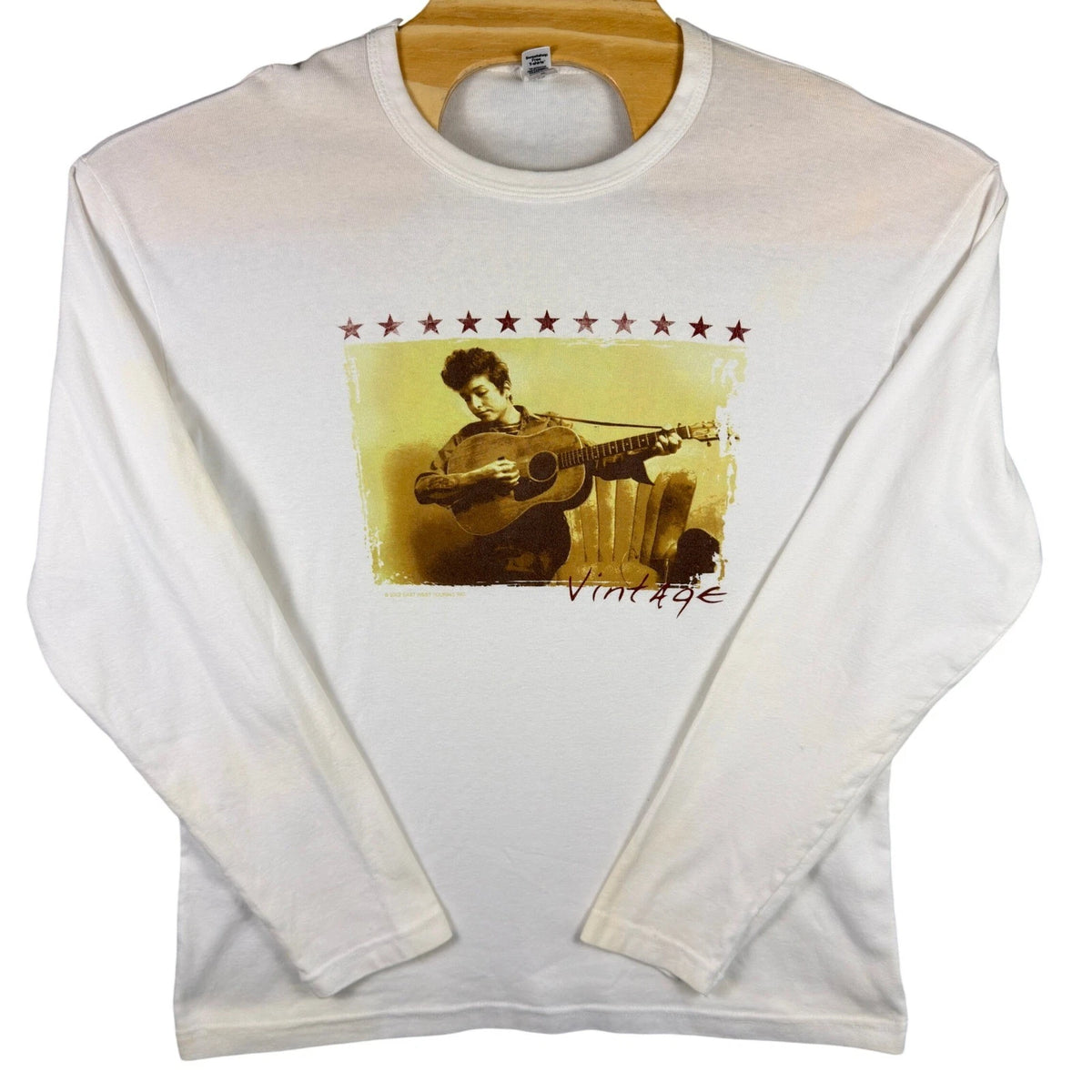 VINTAGE Bob Dylan Long Sleeve Shirt Mens XL White 2002 Tour Graphic USA Made