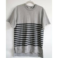 Motorworks Mens Gray & Black Striped Crew Neck Hi Low Hem  Basic T-Shirt Size L