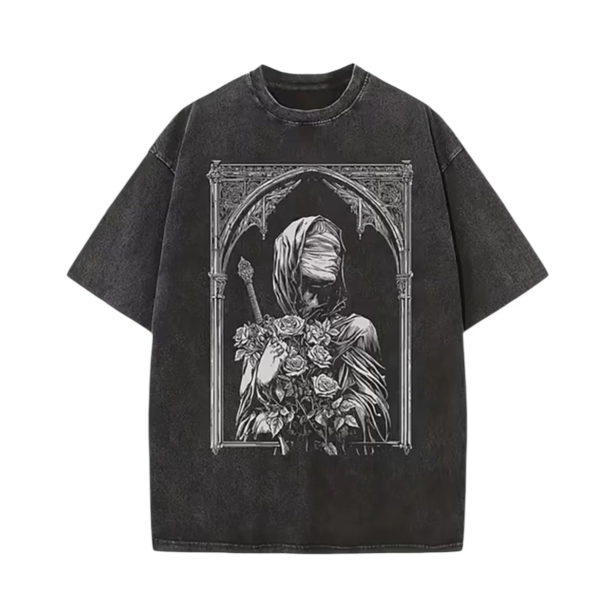 Black T-Shirt Size L Blind Gothic Monk Vintage Graphic Streetwear Cotton