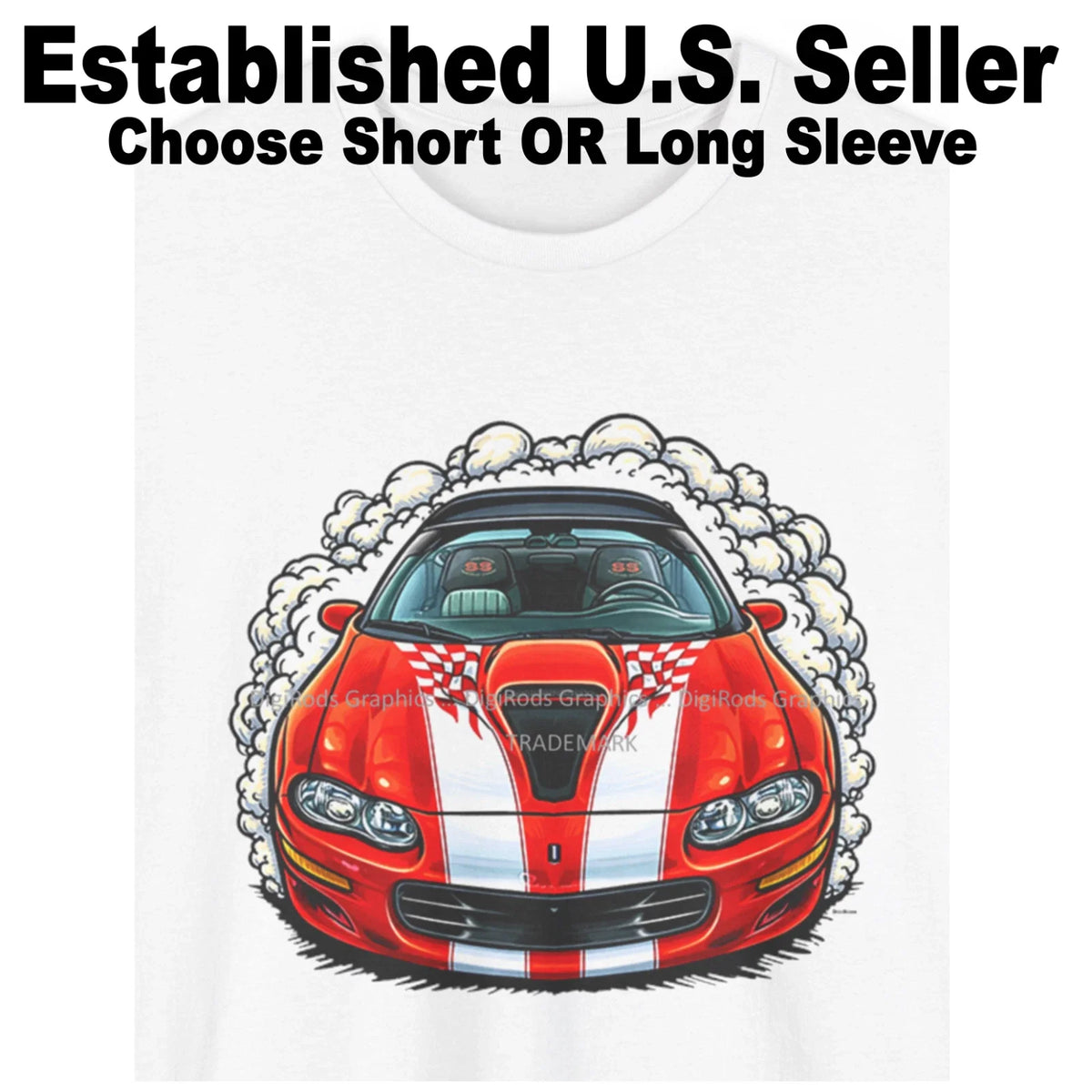 DigiRods Camaro SS Red 35th Anniversary 2002 Model Cartoon Car T Shirt