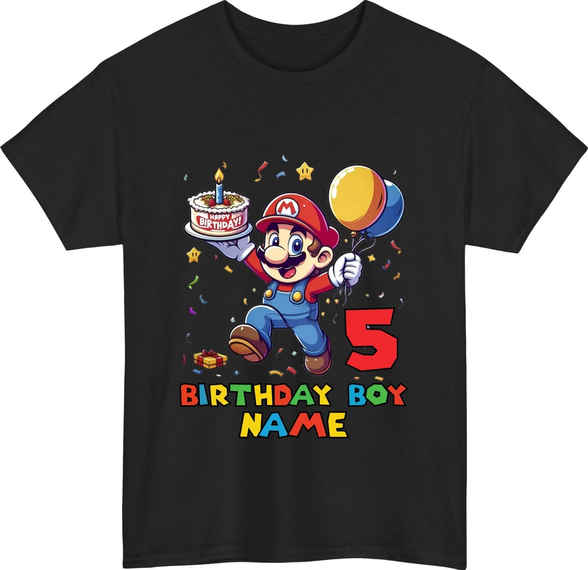 Personalised Super Birthday Boy Gaming T-Shirt Custom Age & Name Party Gift Top