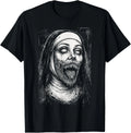 Horror Creepy Nun Demon Unholy Evil Occult Alt Scary Goth Gift Unisex T-Shirt