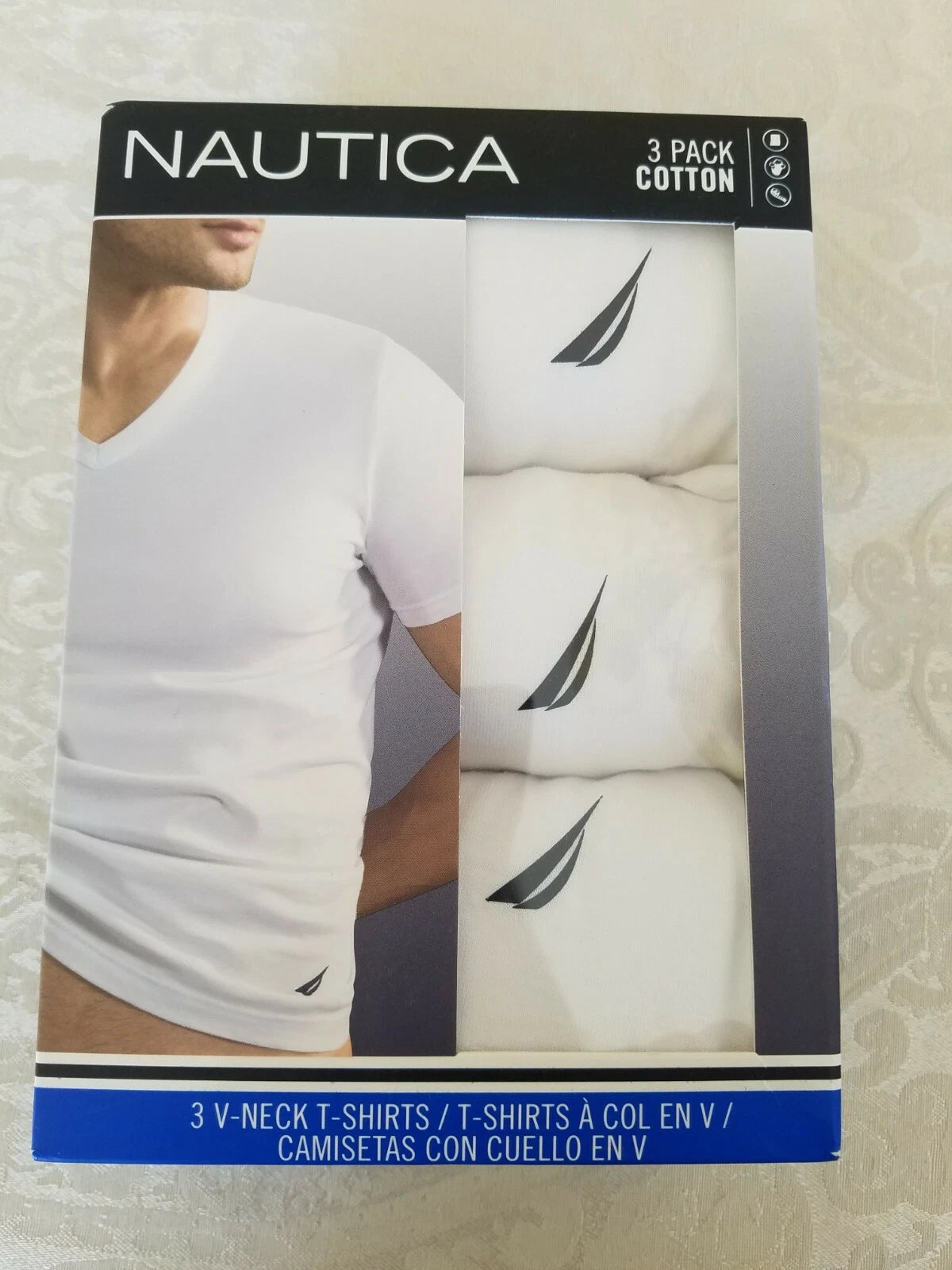 Nautica 3 Pack Cotton V-Neck T-Shirts Size M(38-40) New