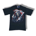 Vintage Greensource Grim Reaper Skull Black T-Shirt Crewneck Size Small