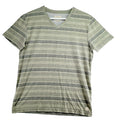 Lucky Brand Men's Size M Green Striped Stretch Cotton V-Neck T-Shirt