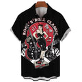 Mens Button Down Rock N Roll Pinup Girl Hawaiian Top Novelty Holiday Gift Shirt