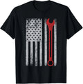 Auto Repairman Car Mechanic Wrench Workshop Tools USA Flag Gift Unisex T-Shirt