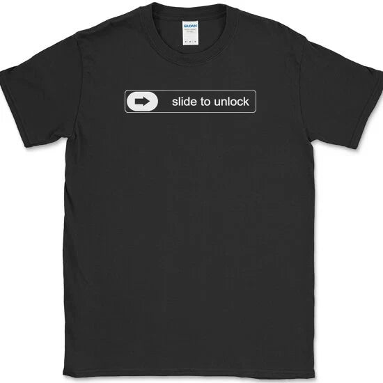 Slide To Unlock T-Shirt Funny Old School Cell Phone Humor Novelty Cotton Tee