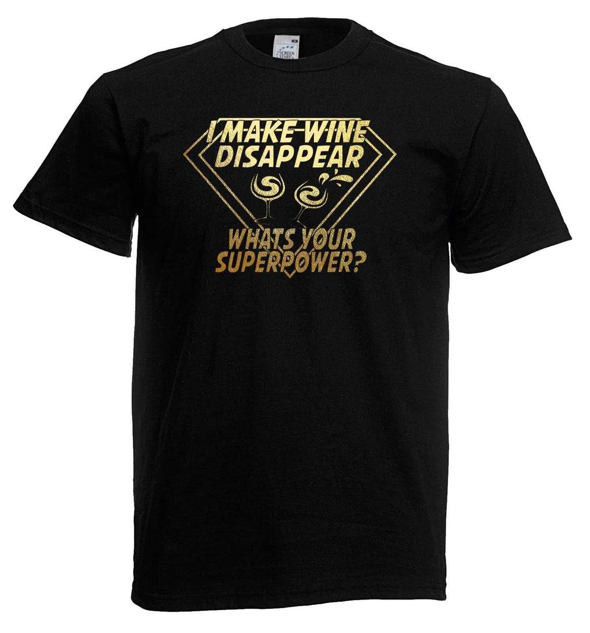 Adults I Make Wine Disappear Funny Super Power Joke Unisex Black T-Shirt