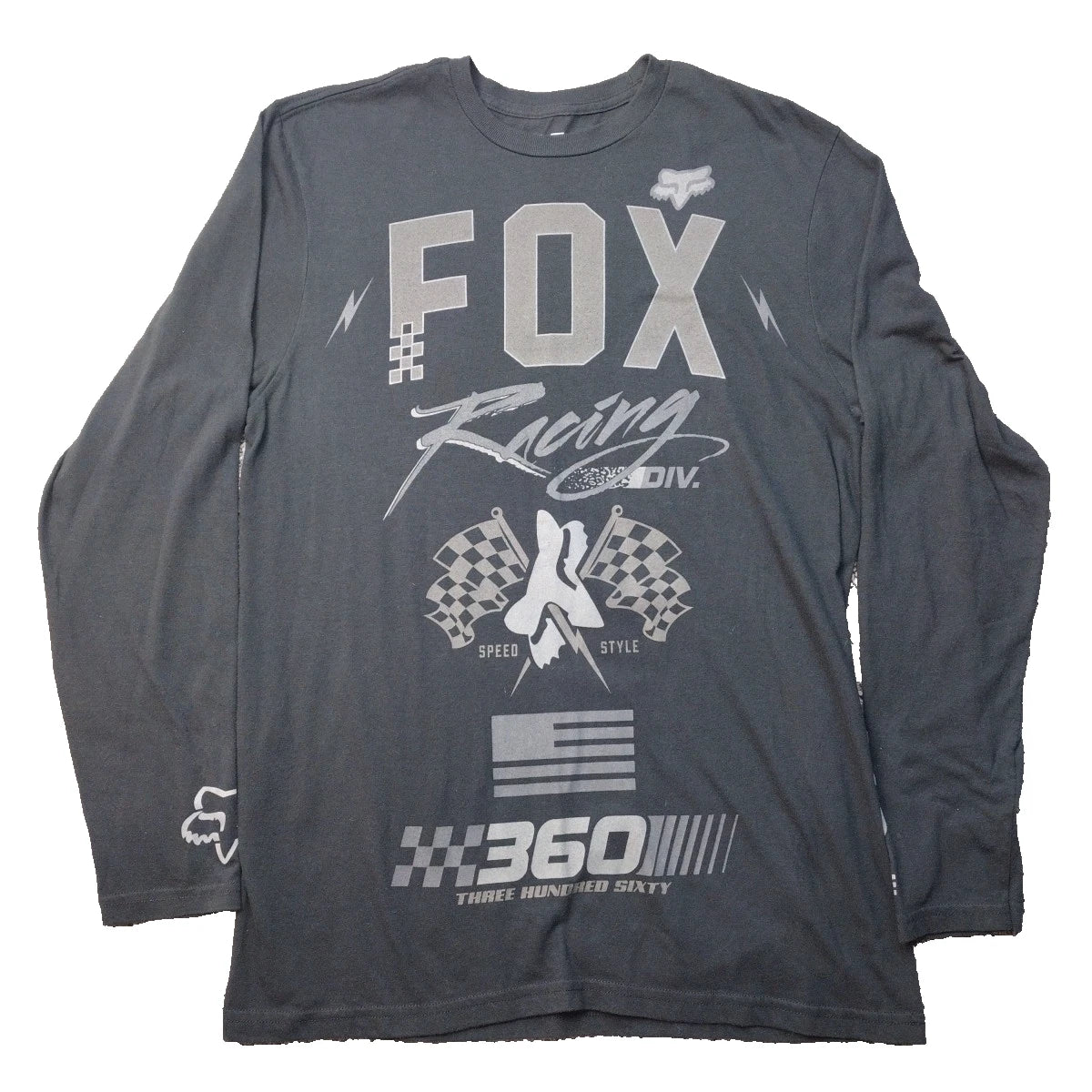 Fox Racing Long Sleeve 360 DBL Sided T Shirt Men’s M Motocross Hellfire Grunge
