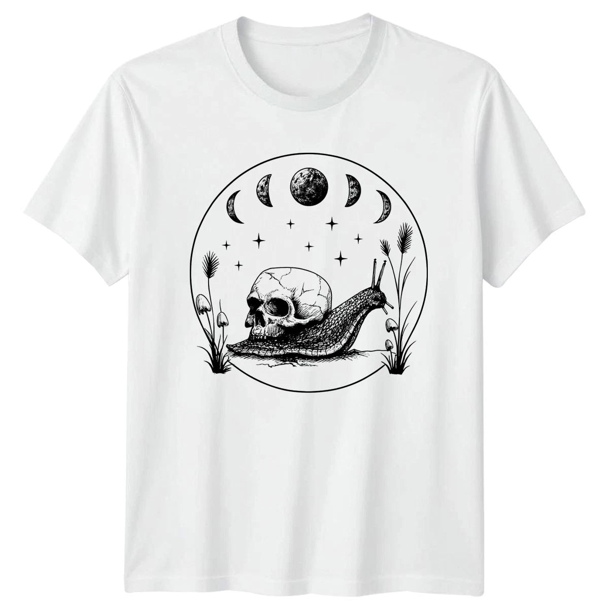 Skull Snail Moon Phases T-Shirt Celestial Gothic Birthday Gift For Him And Her