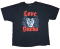 Dracula Mens T-Shirt- Classic Dracula Love Sucks Face Image