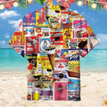 Mens Button Down Ice Cream Pop Graphic Hawaiian Top Novelty Holiday Gift Shirt