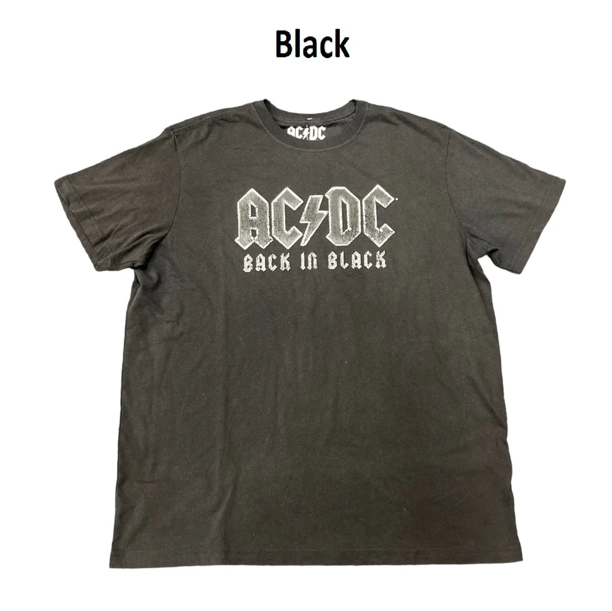 AC/DC Men's Back in Black Crewneck Short Sleeve Graphic Rock Band Tee