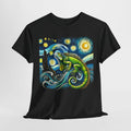Celestial Iguana Art – Vibrant Nature-Inspired Design Unisex Cotton Tee