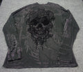 Affliction Thermal Shirt Men XL Gray  Long Sleeve Skull Snake Distressed