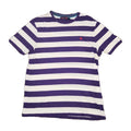 Modern Amusement Y2K Purple & White Stripe T-Shirt Sz L 100% Cotton TINY STAIN