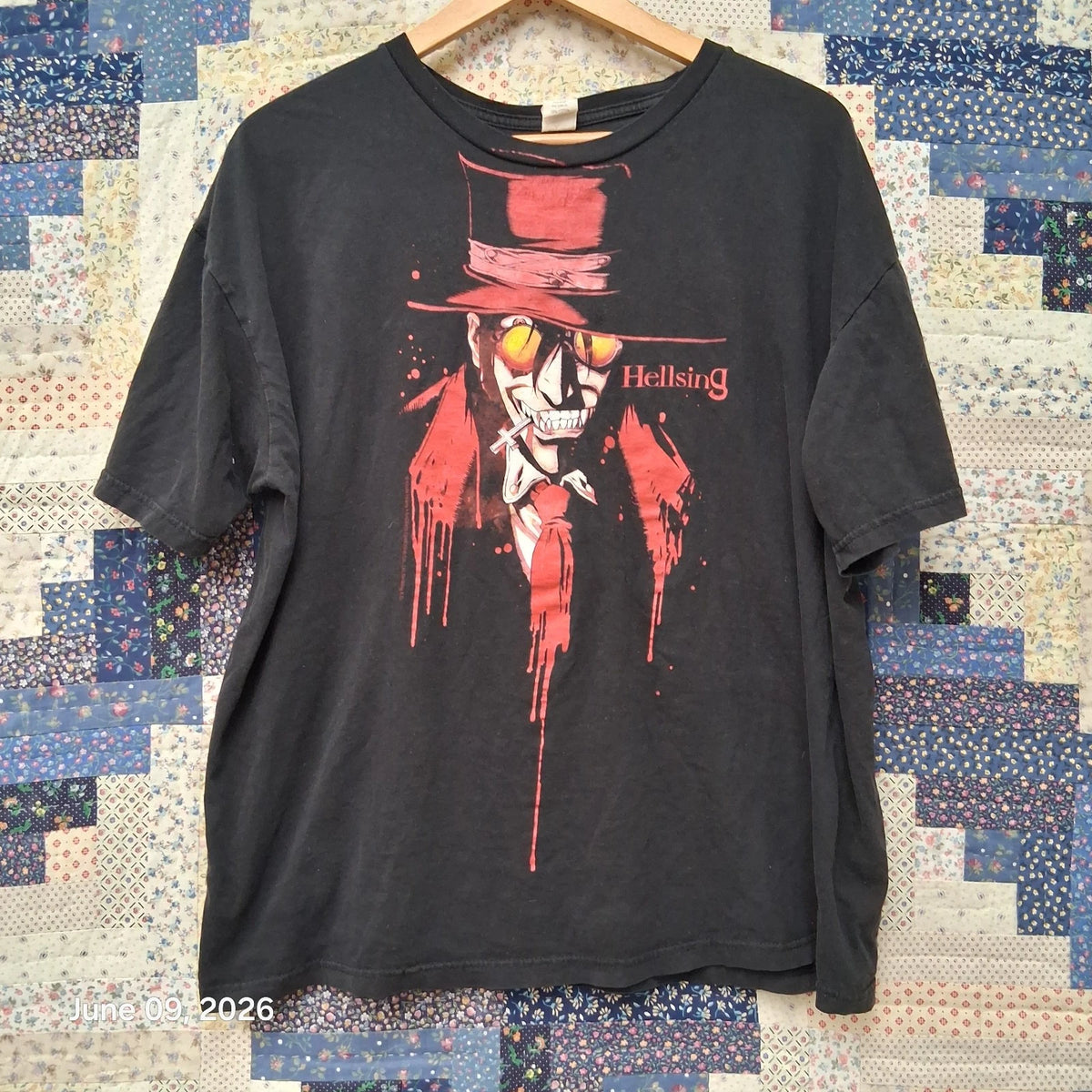 Vintage 2000s Hellsing Anime T Shirt Alucard Graphic Tee Black Size XL Y2K Manga