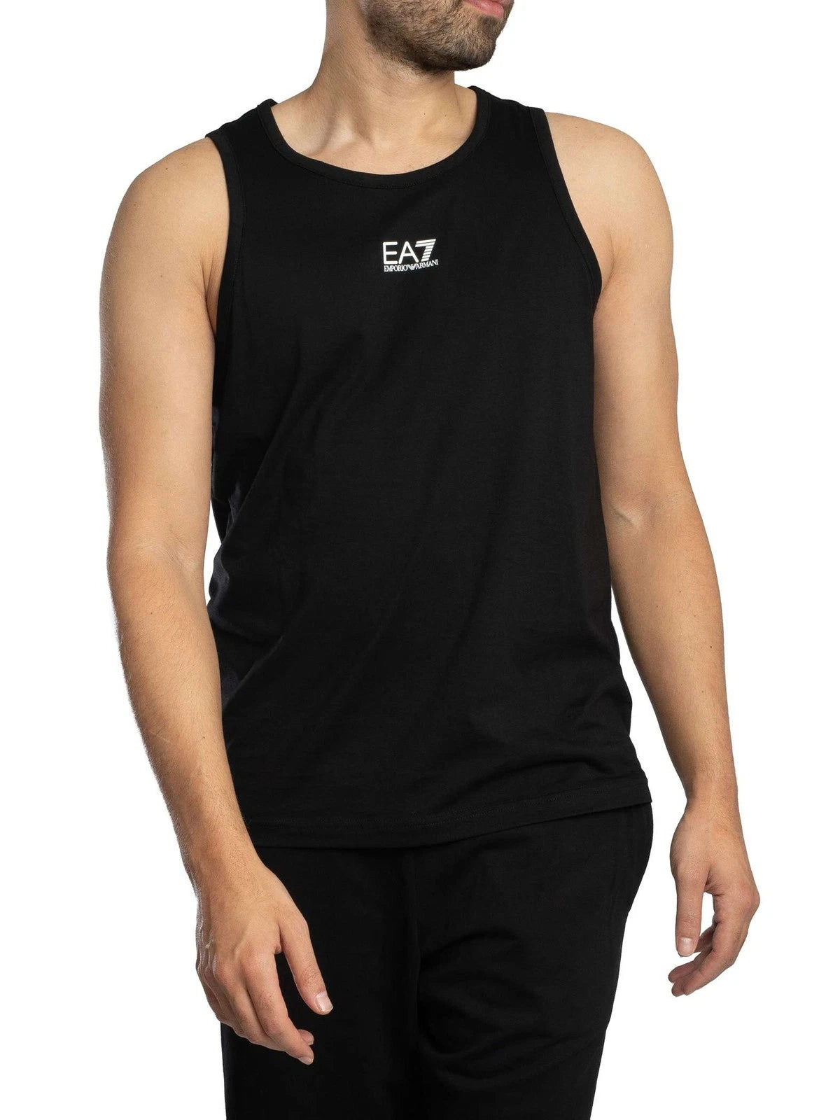 EA7 Men's Logo Slim Vest, Black