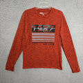 Aeropostale T Shirt Mens Medium Orange Chambray Long Sleeve Polyester Blend