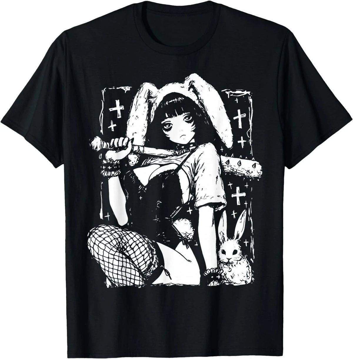 Creepy Horror Bunny Anime Manga Alt Kawaii Harajuku T-Shirt