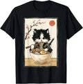 Samurai Cat Japanese Art Ramen Novelty Kawaii Funny Cat T-Shirt