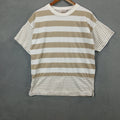 Simple Addition T-Shirt Mens Medium White Brown Striped Casual Short Sleeve