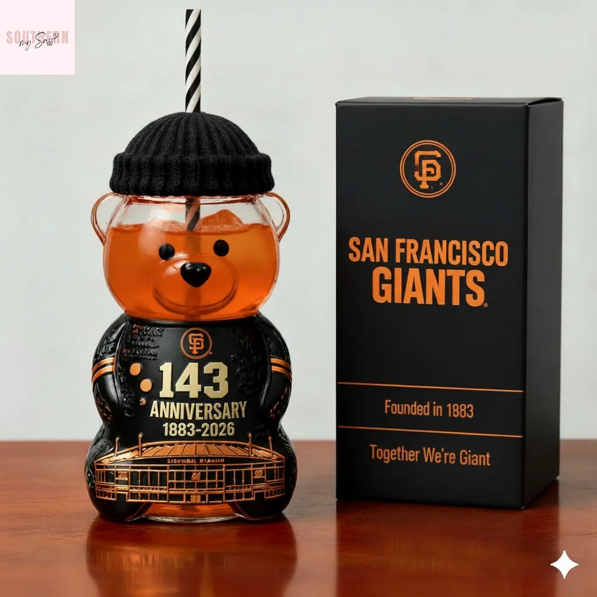 San Francisco Giants 143 Anniversary 1883-2026 Bear Glass Cup