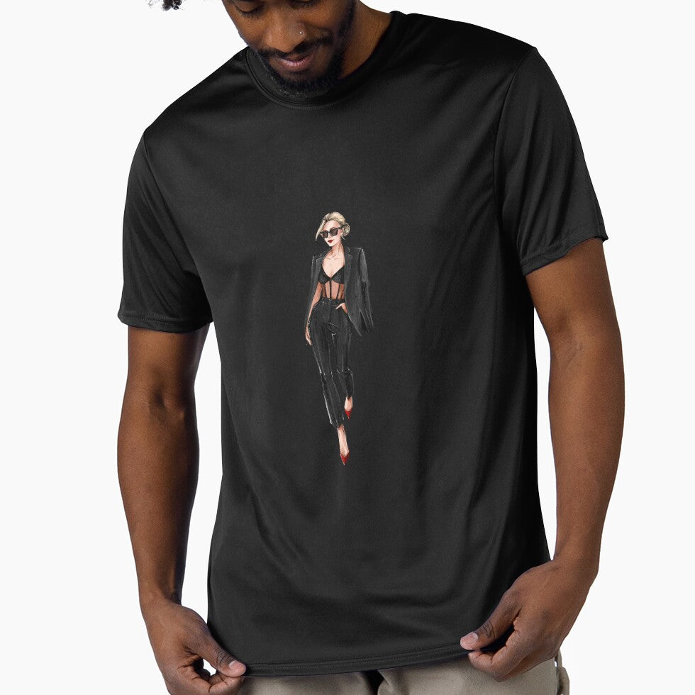 Total Black Look Fashion Illustration by MariaVyunova