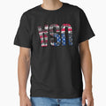 Vintage USA American Flag Retro Style Classic T-Shirt by Happy Paw Studio Co.